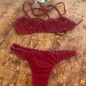 Red Posh Pua Matching Bikini Crochet Size Small